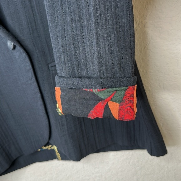 Anthropologie Daniel Rainn Double-Breasted Blazer Black Floral Lining size M - Picture 8 of 13